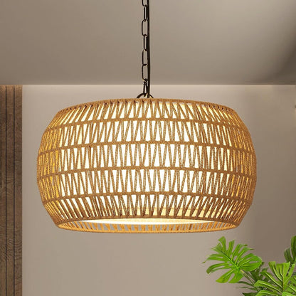 5-Lights Rattan Farmhouse Chandelier