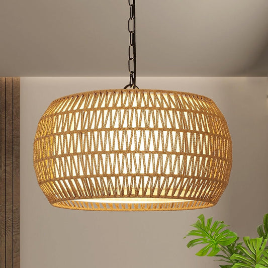 5-Lights Rattan Farmhouse Chandelier