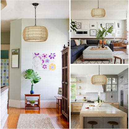 5-Lights Rattan Farmhouse Chandelier