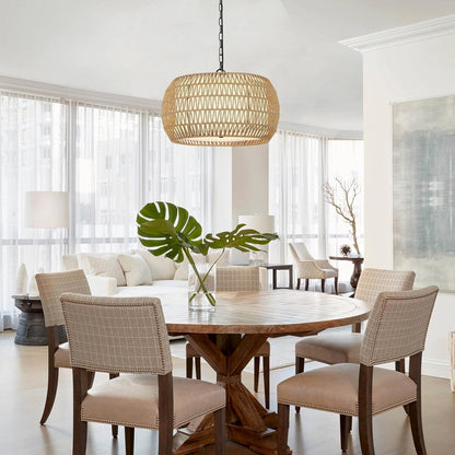 5-Lights Rattan Farmhouse Chandelier