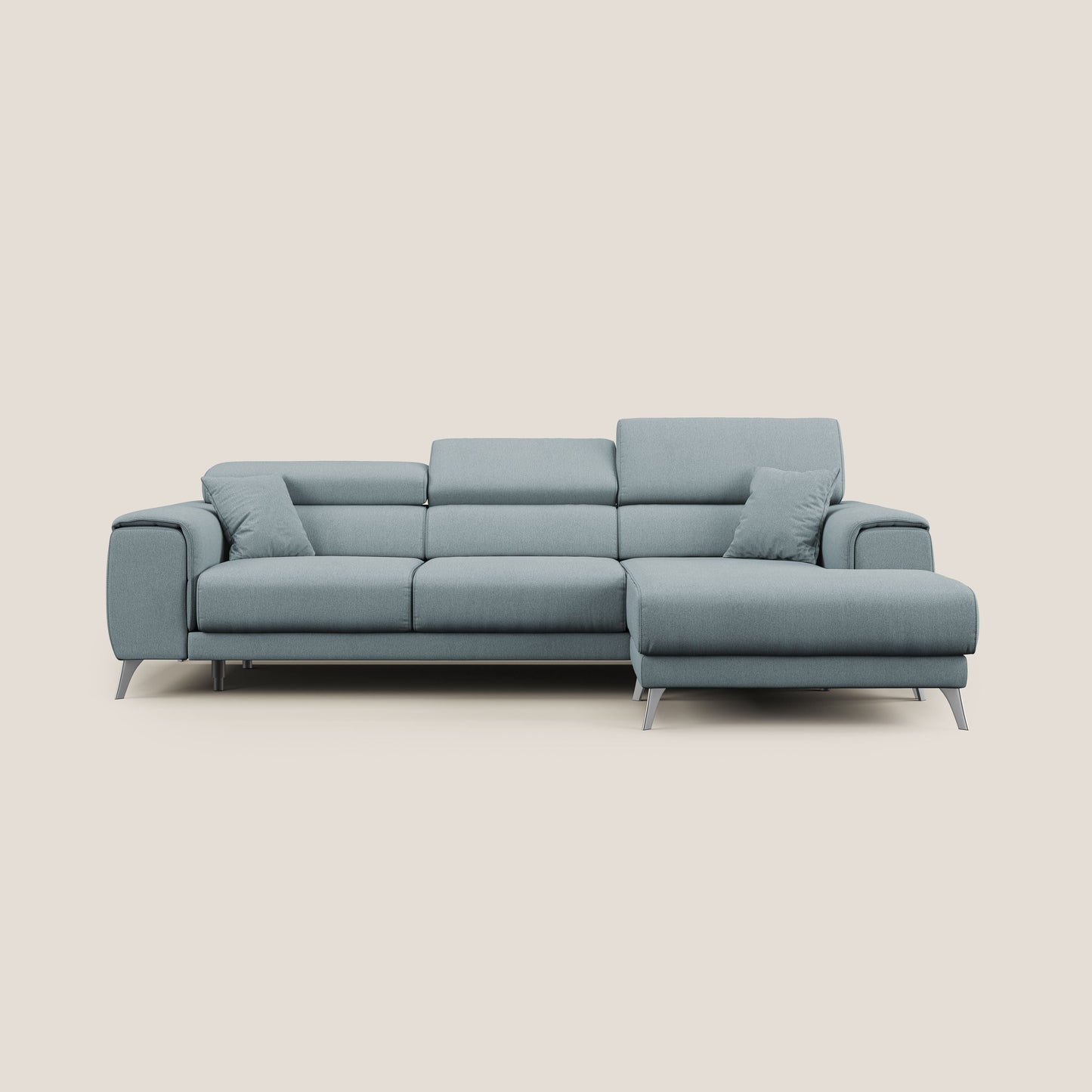 Fusion Divano angolare con sedute scorrevoli in tessuto morbido smacchiabile T05 carta da zucchero