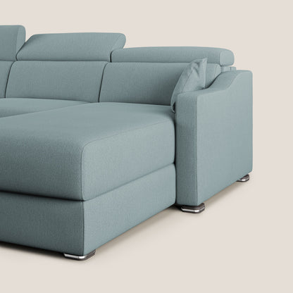 Divano letto angolare Amber in tessuto smacchiabile T05 carta da zucchero