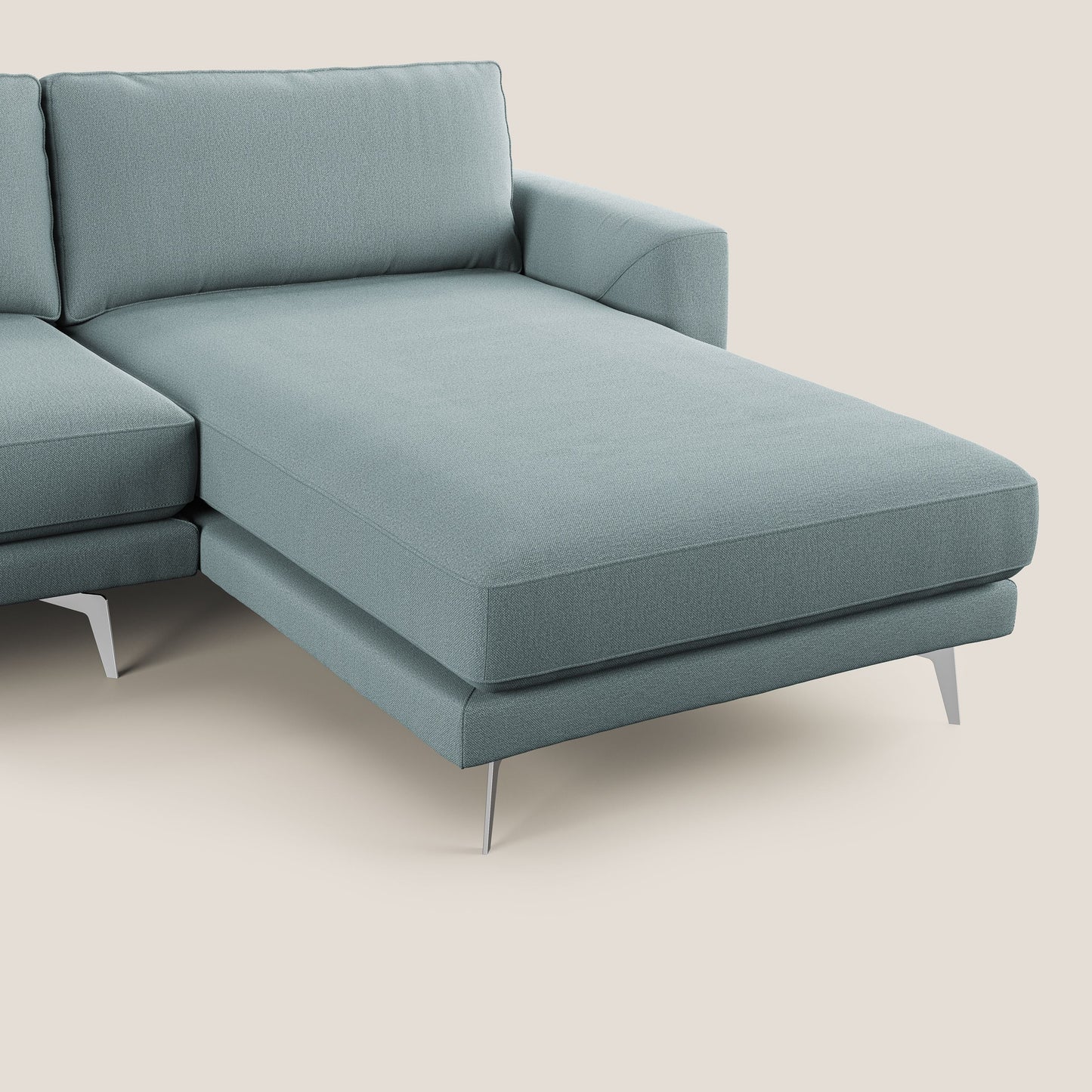 Dorian divano moderno angolare con penisola in tessuto morbido antimacchia T05 carta da zucchero