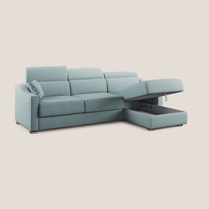 Divano letto angolare Amber in tessuto smacchiabile T05 carta da zucchero