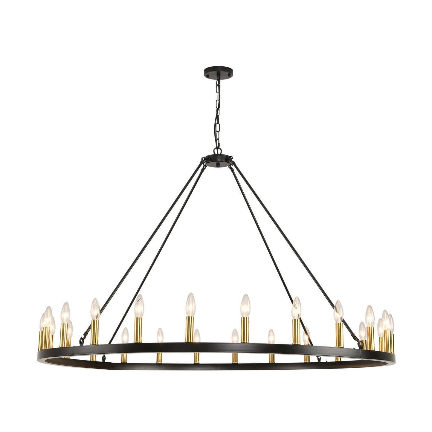 54-inch Round Wagon Wheel 24-light Chandelier