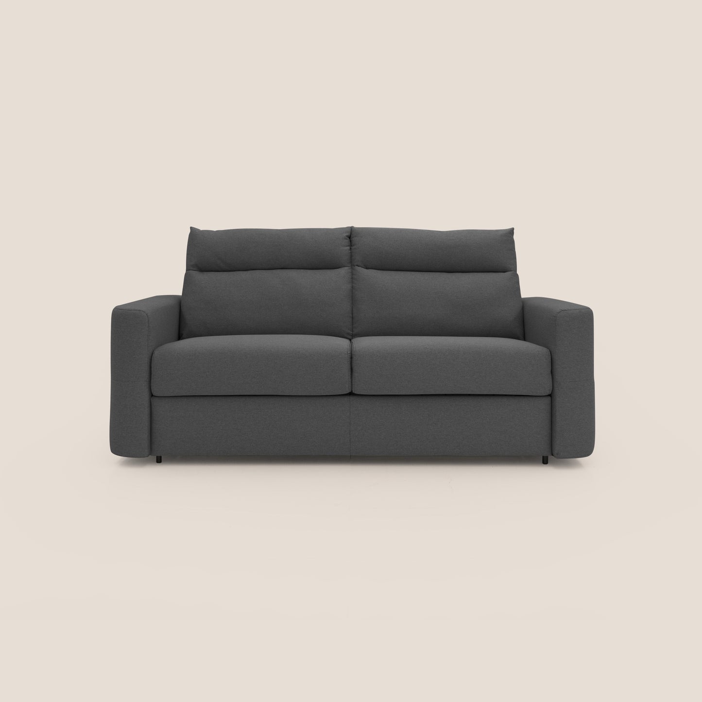 Cupido Divano letto materasso H18 cm e schienale alto in tessuto impermeabile simil cotone T13 antracite