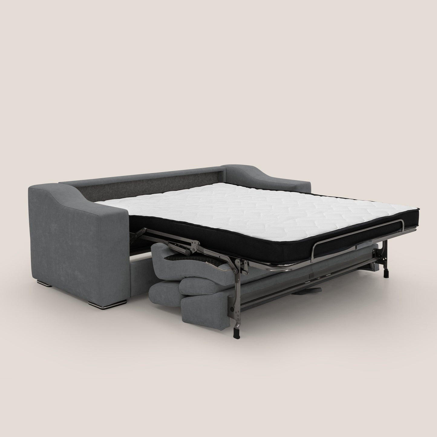 Bomber divano letto matrimoniale con poggiatesta in tessuto impermeabile T14 grigio 