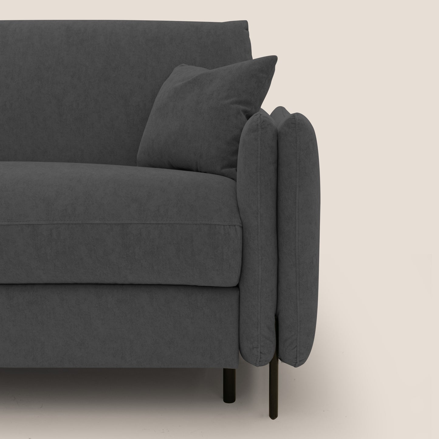 Gregory Divano letto con materasso h18 cm in microfibra effetto velluto impermeabile T09 antracite 