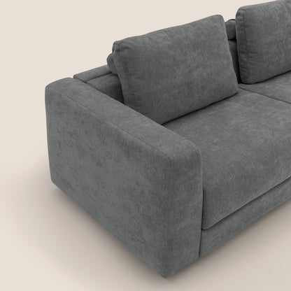 Freia Divano letto minimal materasso h15 cm con morbidi schienali in tessuto impermeabile T14 grigio
