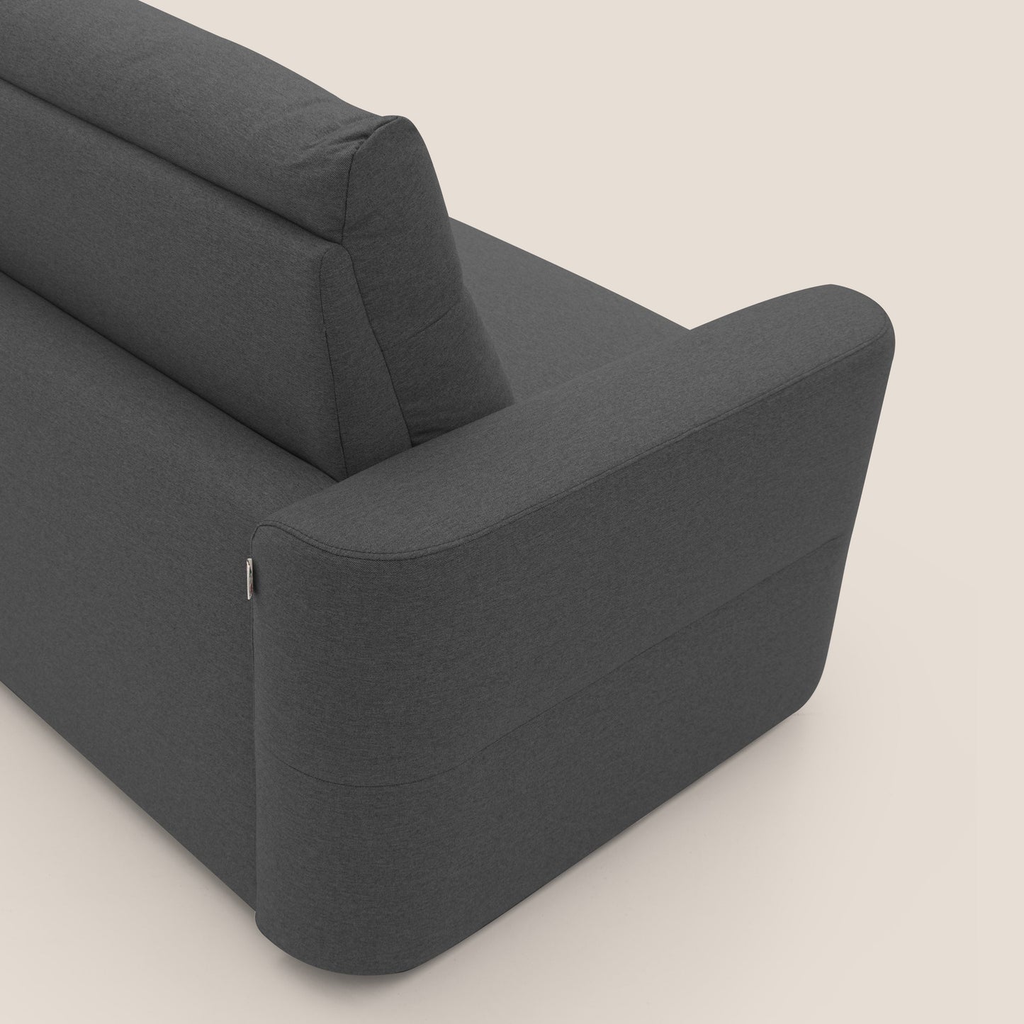 Cupido Divano letto materasso H18 cm e schienale alto in tessuto impermeabile simil cotone T13 antracite