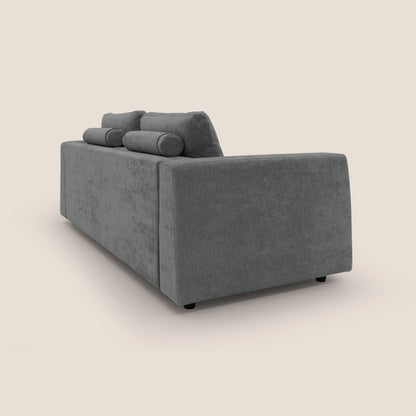 Freia Divano letto minimal materasso h15 cm con morbidi schienali in tessuto impermeabile T14 grigio