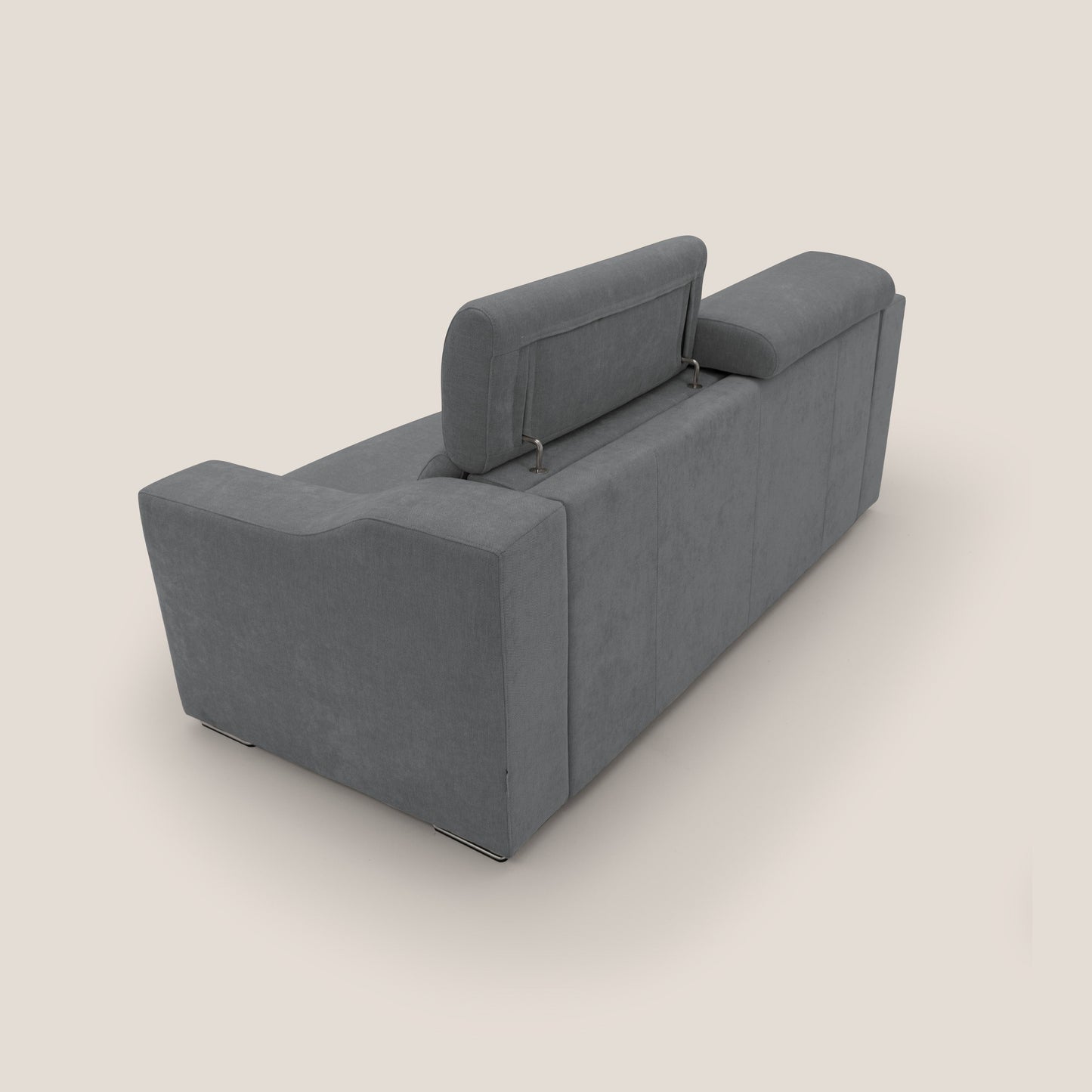 Bomber divano letto matrimoniale con poggiatesta in tessuto impermeabile T14 grigio 
