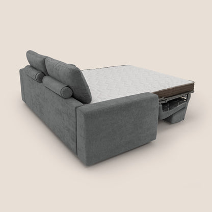 Freia Divano letto minimal materasso h15 cm con morbidi schienali in tessuto impermeabile T14 grigio