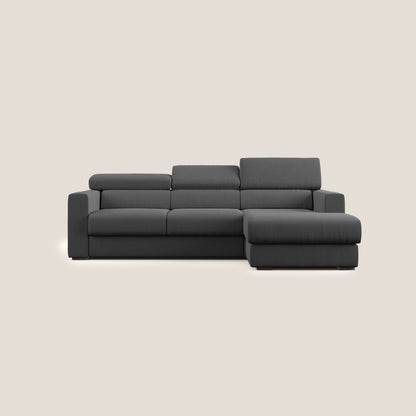 Dylan divano angolare con pouf estraibile poggiapiedi in tessuto simil cotone impermeabile T13 antracite