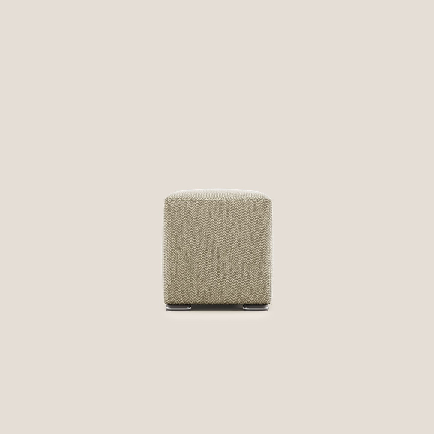 Pouf cubo in tessuto morbido smacchiabile T05 cammello