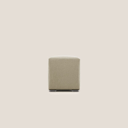 Pouf cubo in tessuto morbido smacchiabile T05 cammello