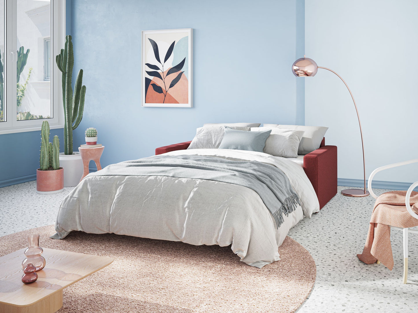 Best Divano letto matrimoniale in tessuto smacchiabile QuickClean T08 antracite