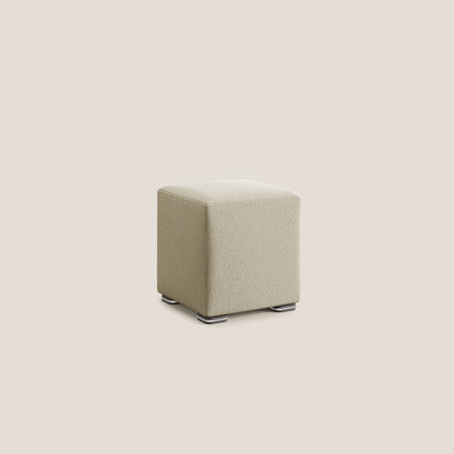 Pouf cubo in tessuto morbido smacchiabile T05 cammello