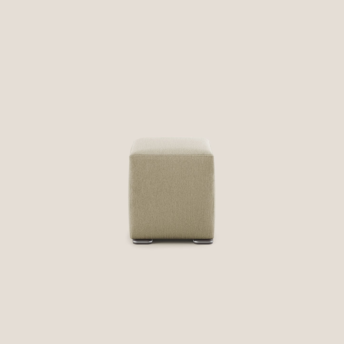 Pouf cubo in tessuto morbido smacchiabile T05 cammello