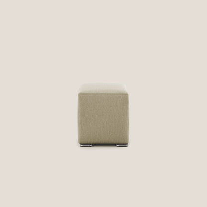 Pouf cubo in tessuto morbido smacchiabile T05 cammello