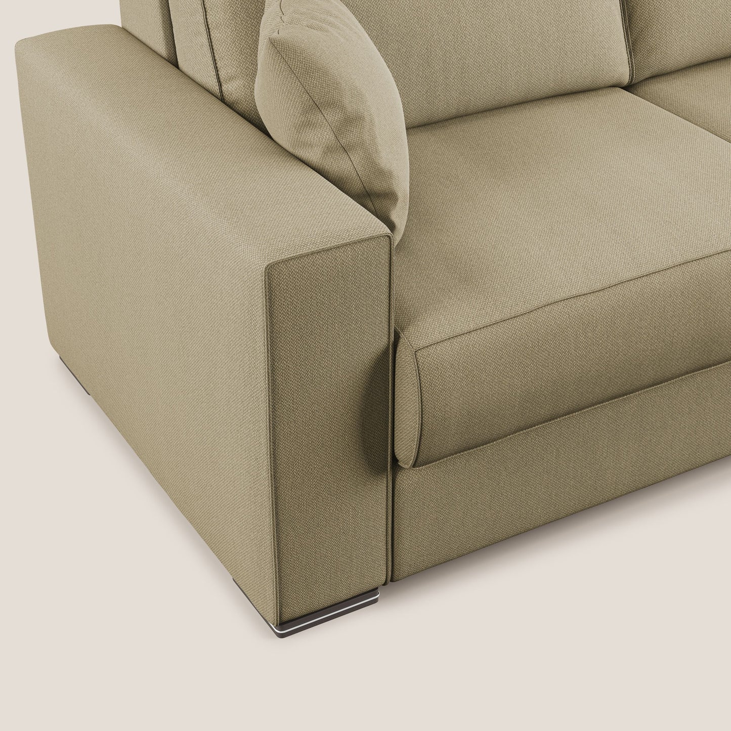 Dream Divano letto moderno dai morbidi cuscini in tessuto smacchiabile T05 cammello