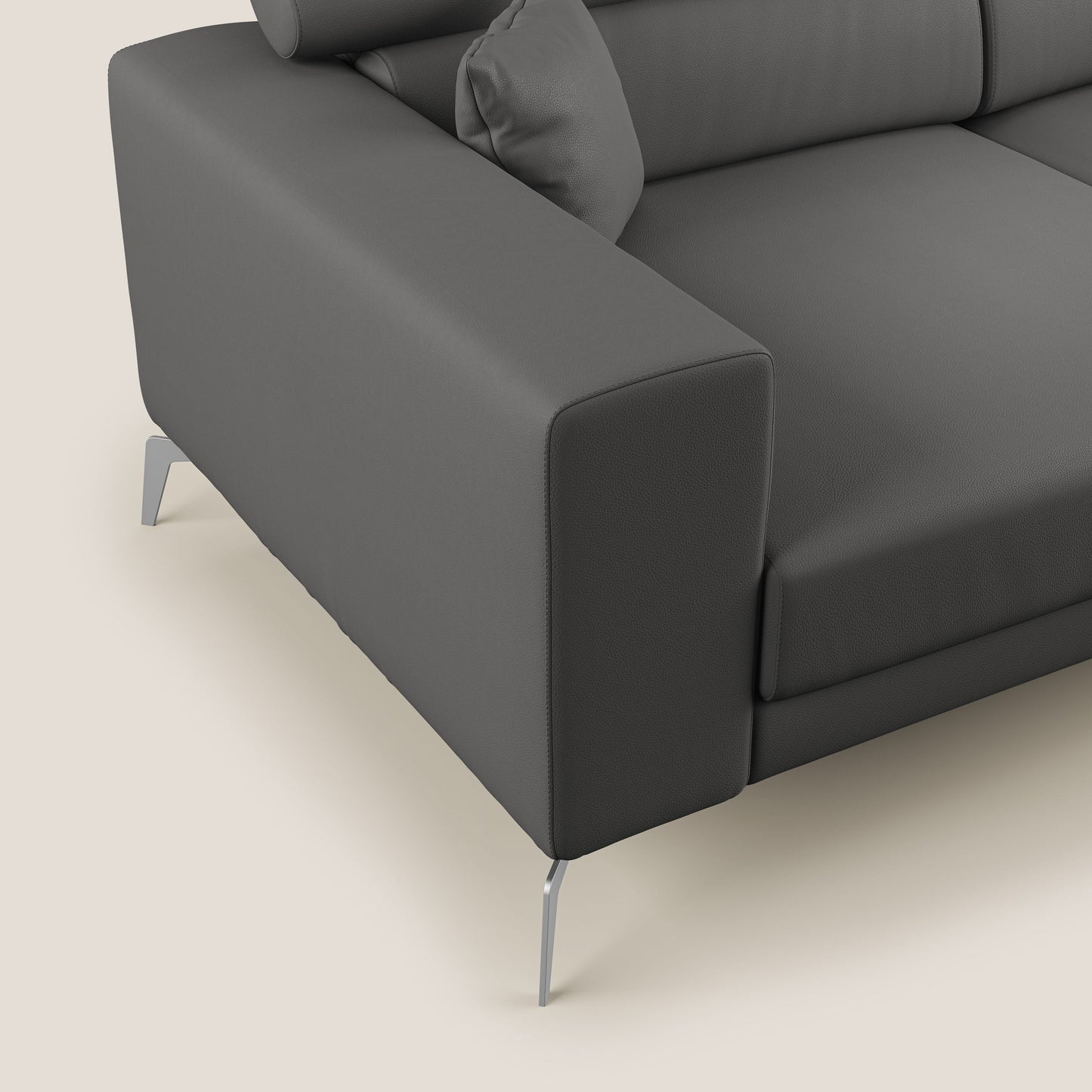 Blade Divano moderno con poggiatesta reclinabili in Ecopelle T04 antracite