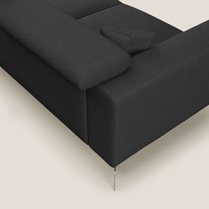 Blade Divano moderno angolare con poggiatesta reclinabili in tessuto impermeabile simil-cotone T13 antracite