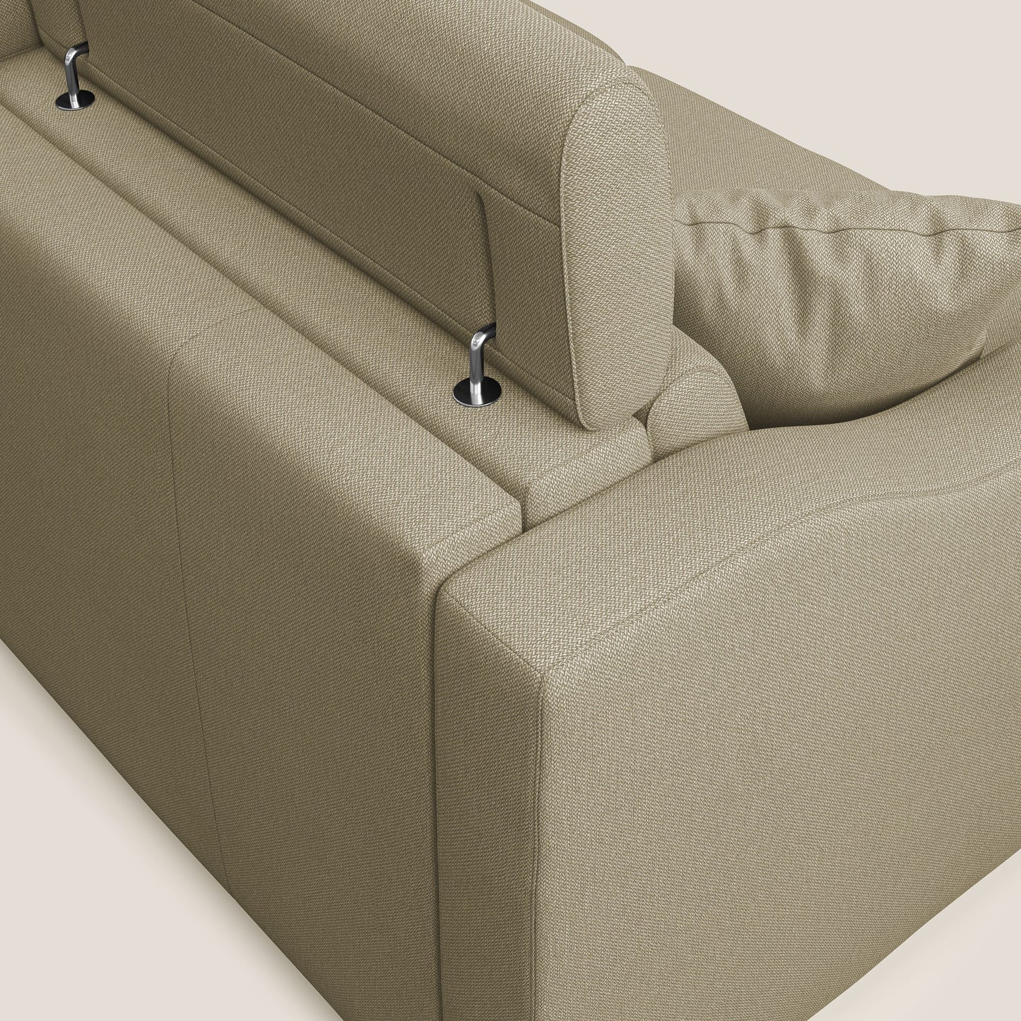 Divano letto angolare Amber in tessuto smacchiabile T05 cammello