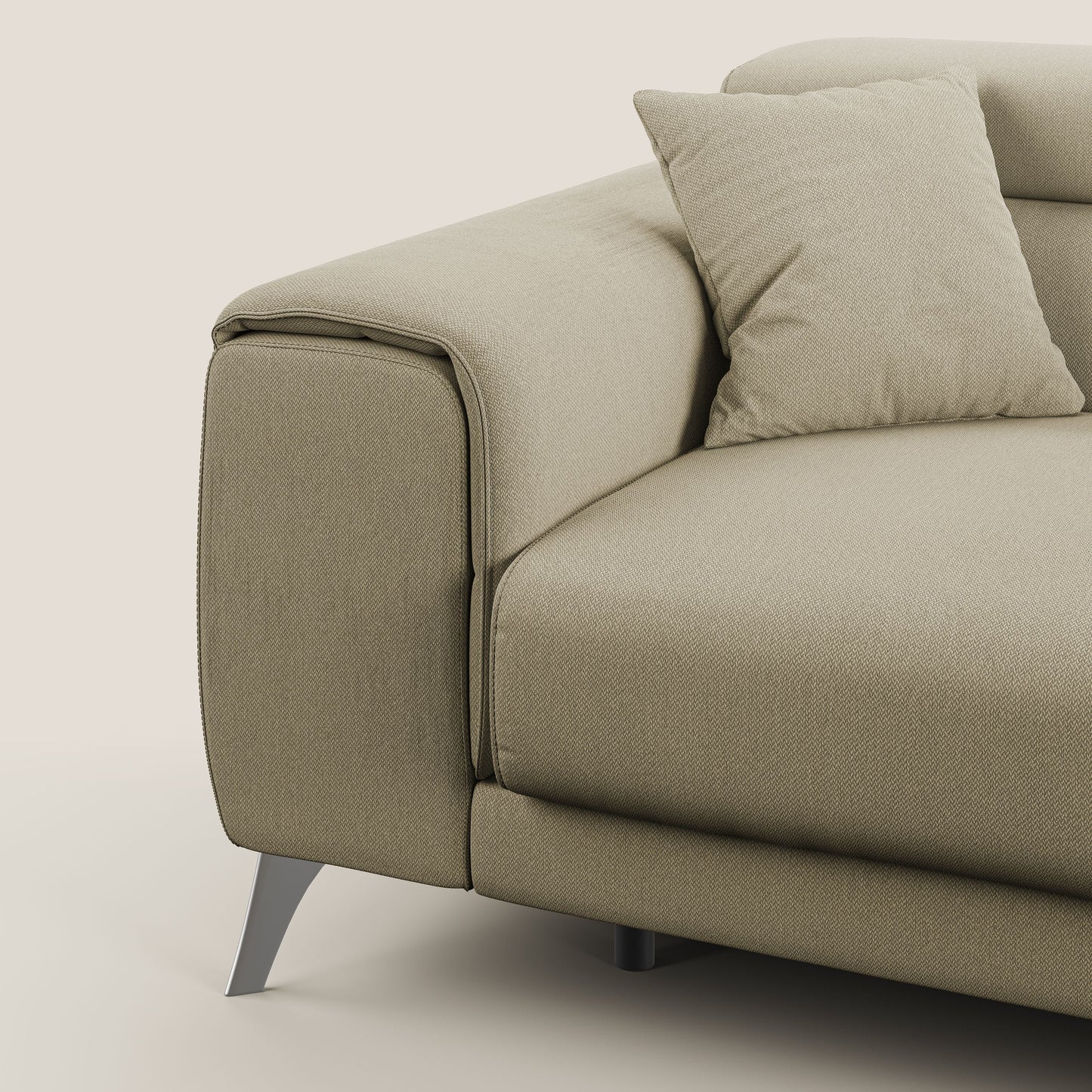 Fusion divano con sedute allungabili in tessuto smacchiabile T05 cammello