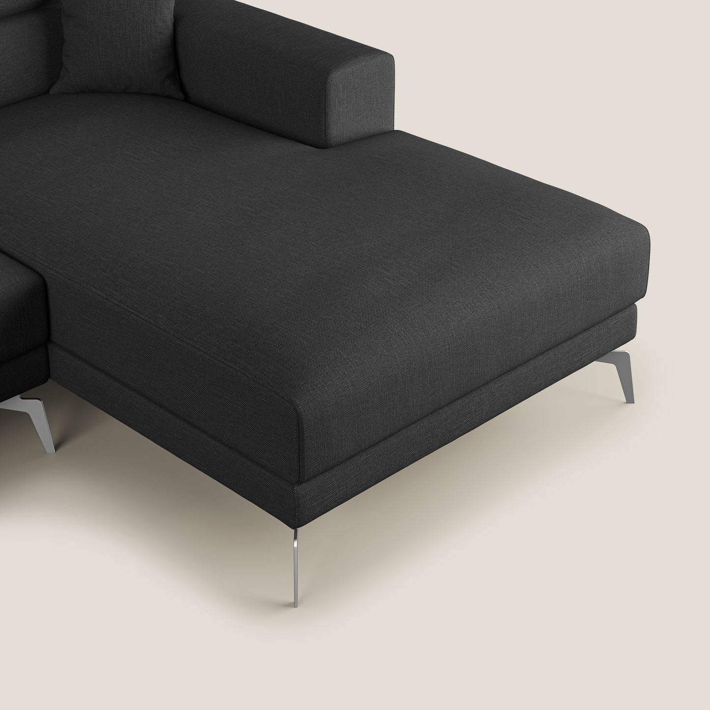 Blade Divano moderno angolare con poggiatesta reclinabili in tessuto impermeabile simil-cotone T13 antracite