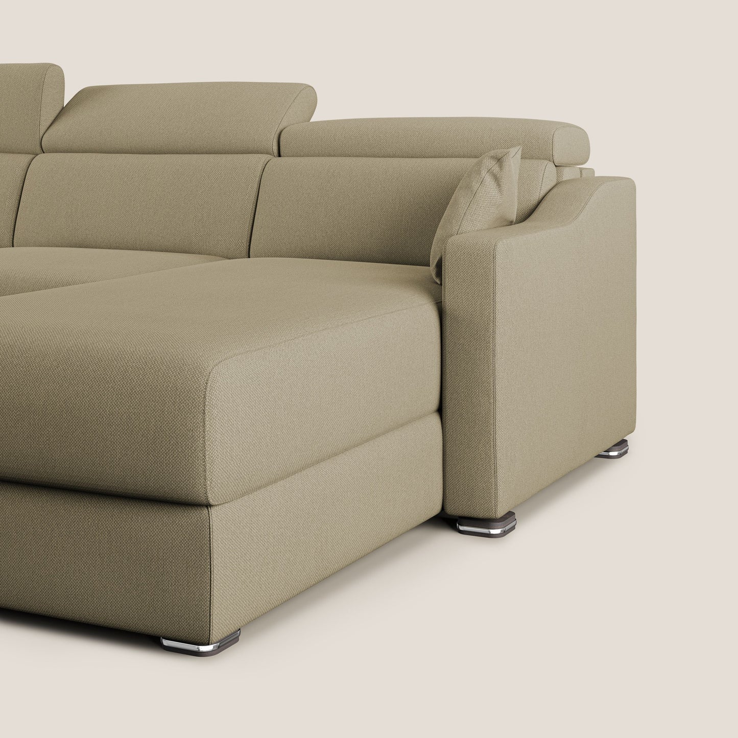 Divano letto angolare Amber in tessuto smacchiabile T05 cammello