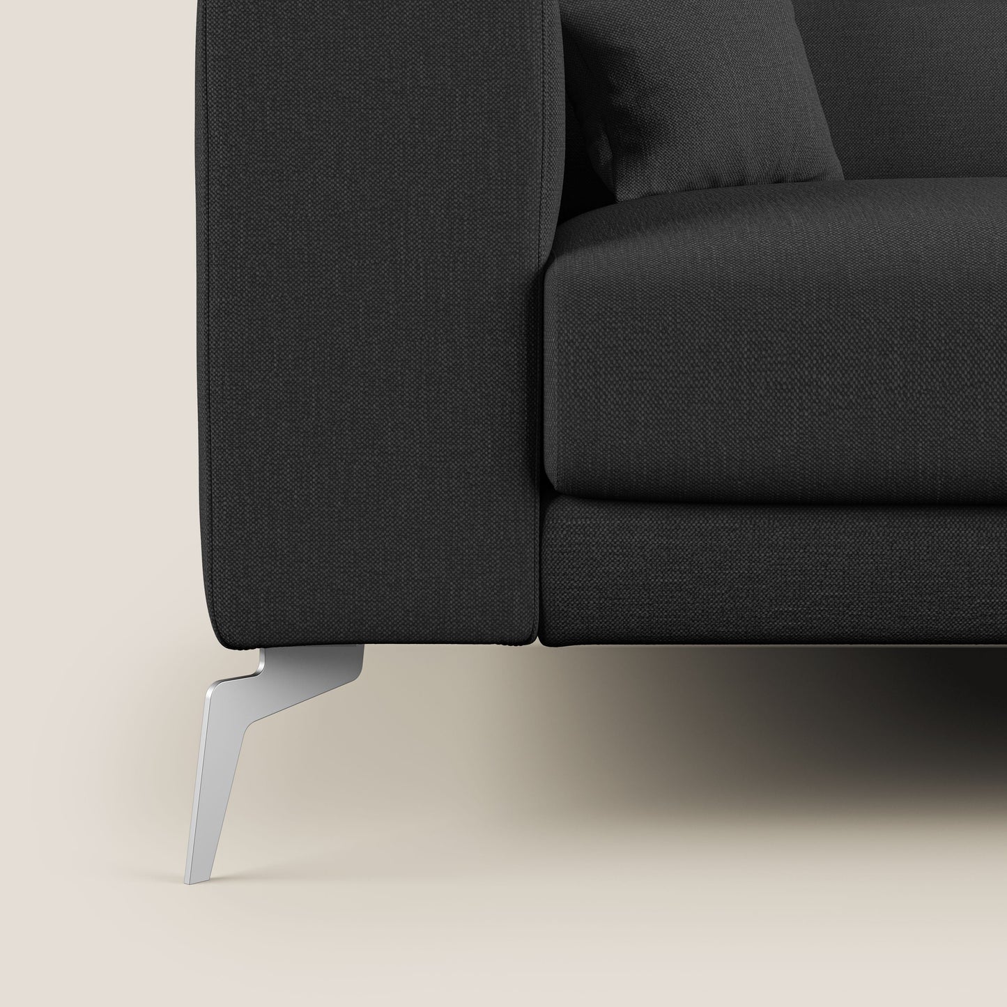 Blade Divano moderno angolare con poggiatesta reclinabili in tessuto impermeabile simil-cotone T13 antracite
