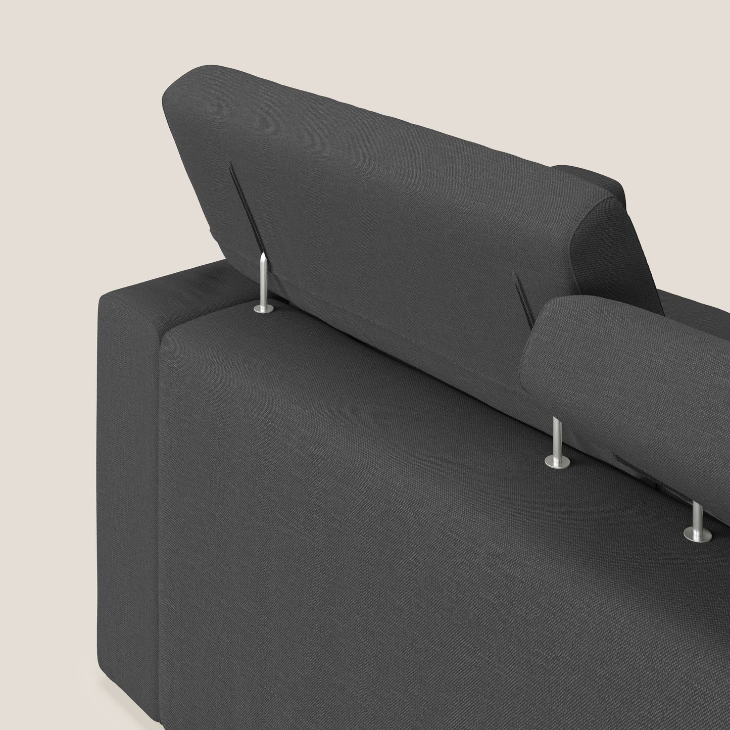 Dylan divano allungabile con pouf estraibile poggiapiedi in tessuto simil cotone impermeabile T13 antracite