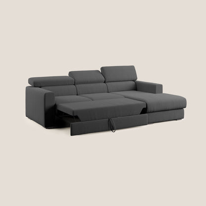 Dylan divano angolare con pouf estraibile poggiapiedi in tessuto simil cotone impermeabile T13 antracite