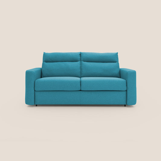 Cupido Divano letto materasso H18 cm e schienale alto in tessuto impermeabile simil cotone T13 azzurro