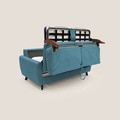 Callisto Divano letto matrimoniale in tessuto morbido impermeabile T02 azzurro