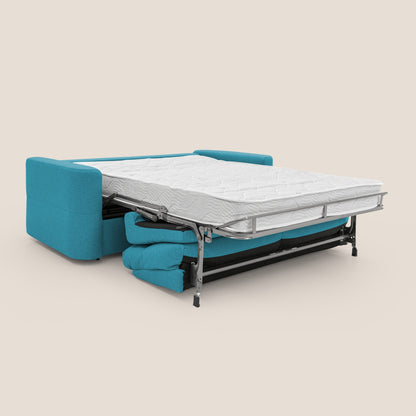 Cupido Divano letto materasso H18 cm e schienale alto in tessuto impermeabile simil cotone T13 azzurro