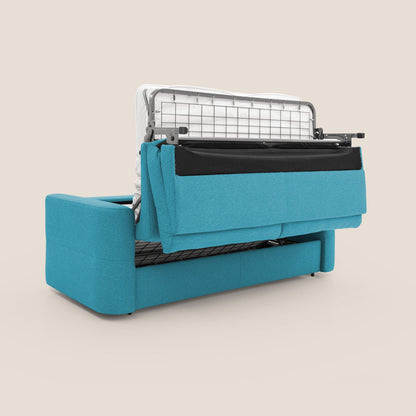 Cupido Divano letto materasso H18 cm e schienale alto in tessuto impermeabile simil cotone T13 azzurro