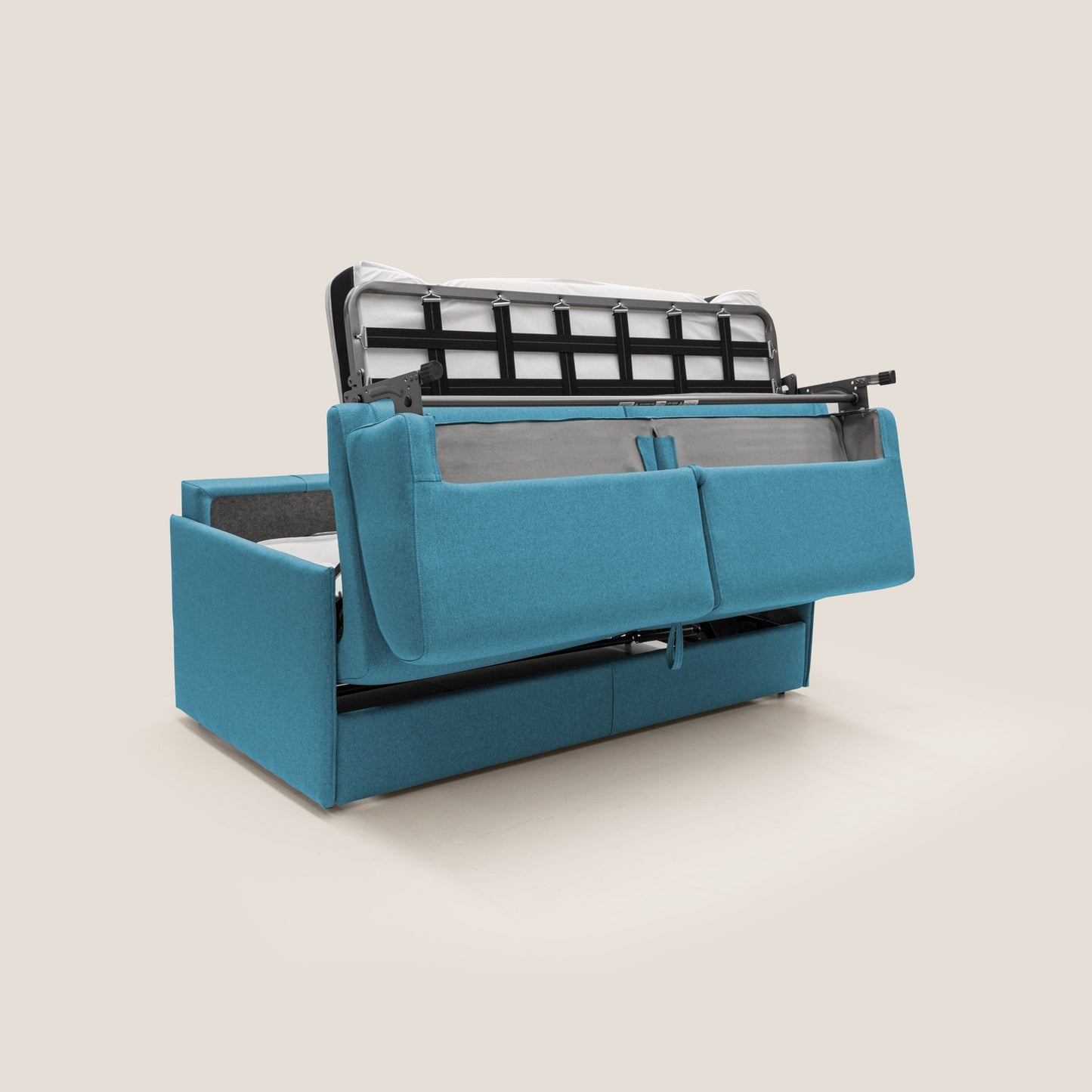 Evans Divano letto matrimoniale in tessuto impermeabile T13 azzurro