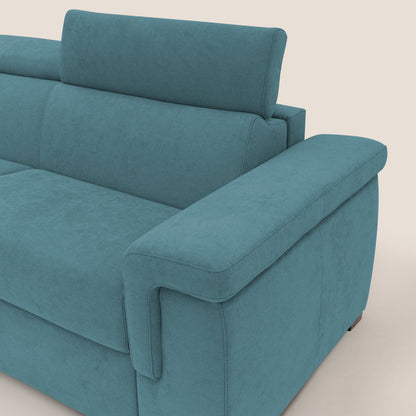 Giunone divano letto con materasso alto 18 cm e poggiatesta reclinabili in tessuto impermeabile T02 azzurro 