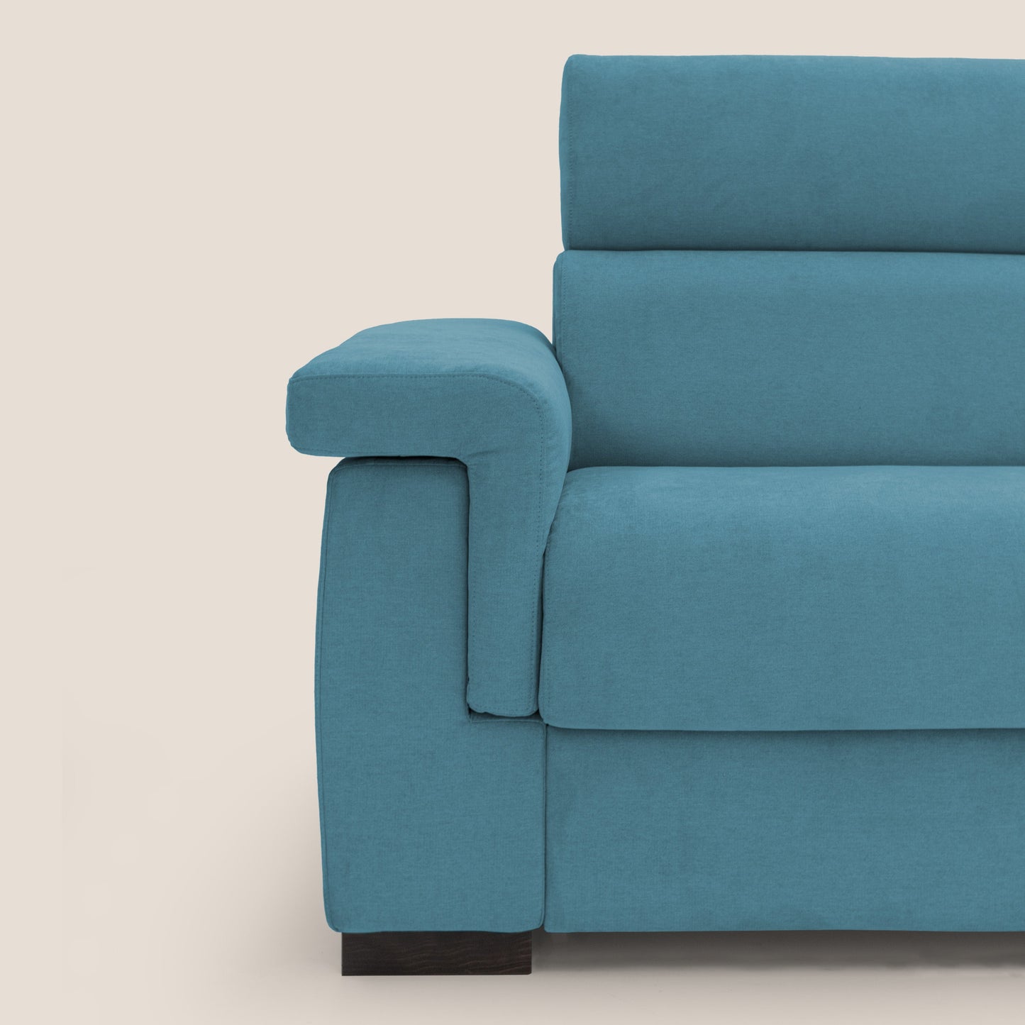 Bjorn divano letto sfoderabile con materasso H18 cm e poggiatesta reclinabili in tessuto impermeabile T02 azzurro