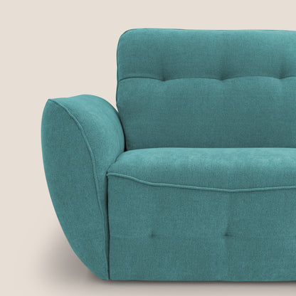 Cerbero divano angolare con pouf mobile in morbido bouclé impermeabile T07 azzurro