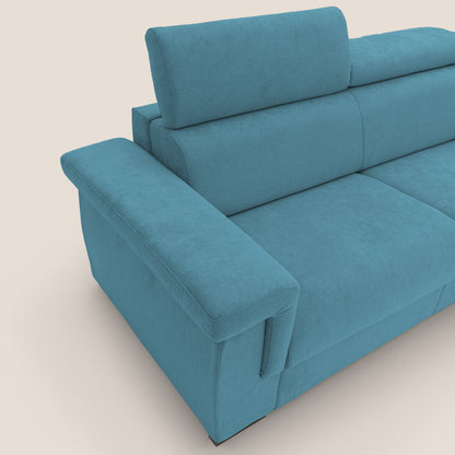 Bjorn divano letto sfoderabile con materasso H18 cm e poggiatesta reclinabili in tessuto impermeabile T02 azzurro
