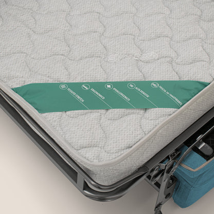 Bjorn divano letto sfoderabile con materasso H18 cm e poggiatesta reclinabili in tessuto impermeabile T02 azzurro