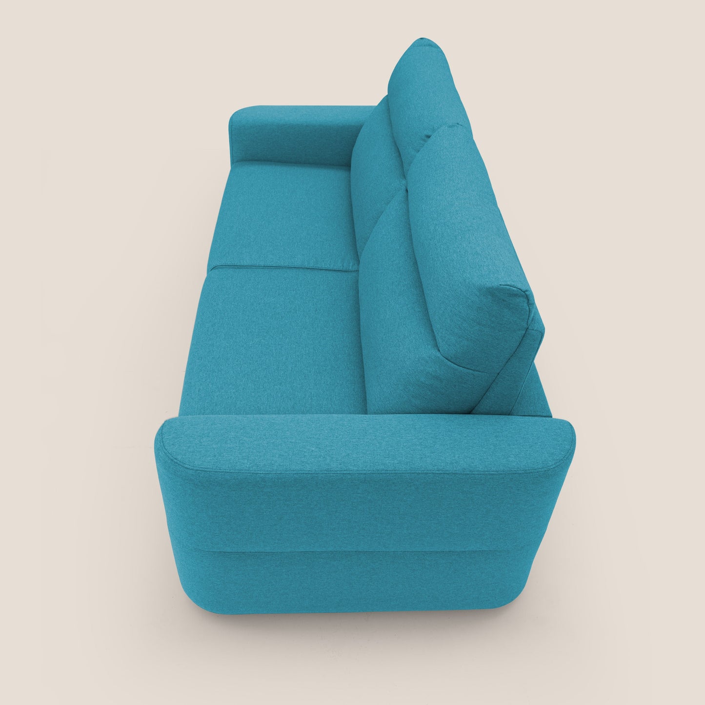 Cupido Divano letto materasso H18 cm e schienale alto in tessuto impermeabile simil cotone T13 azzurro