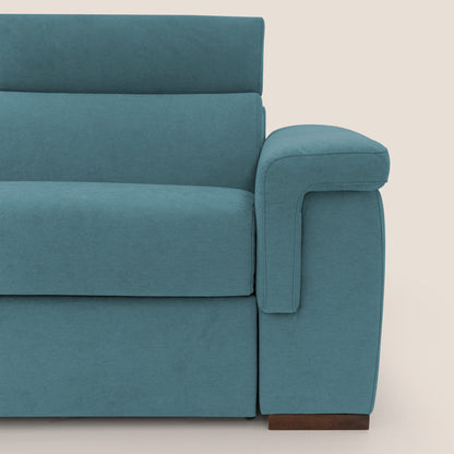 Giunone divano letto con materasso alto 18 cm e poggiatesta reclinabili in tessuto impermeabile T02 azzurro 