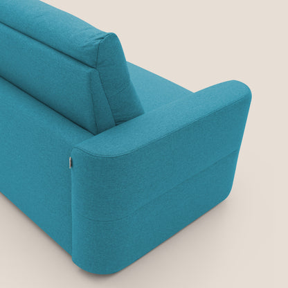 Cupido Divano letto materasso H18 cm e schienale alto in tessuto impermeabile simil cotone T13 azzurro