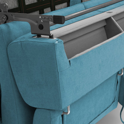 Bjorn divano letto sfoderabile con materasso H18 cm e poggiatesta reclinabili in tessuto impermeabile T02 azzurro