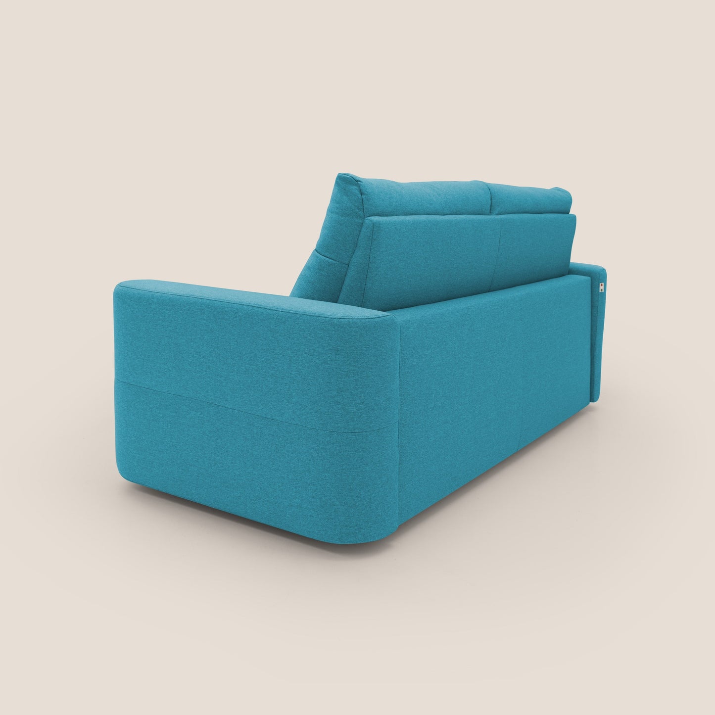 Cupido Divano letto materasso H18 cm e schienale alto in tessuto impermeabile simil cotone T13 azzurro