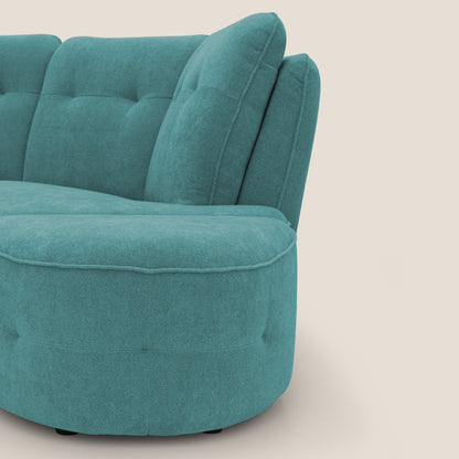 Cerbero divano angolare con pouf mobile in morbido bouclé impermeabile T07 azzurro
